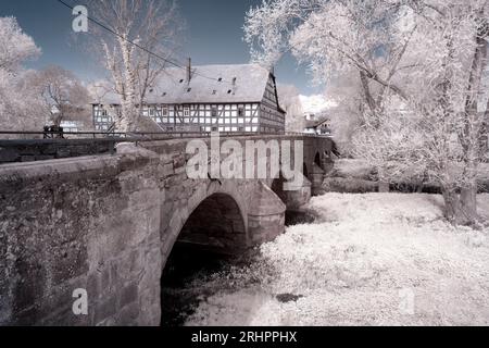 Europa, Deutschland, Hessen, Mittelhessen, Marburger Land, Amöneburger Becken, Amöneburg, Sandsteinbrücke an der Brücker Mühle Stockfoto