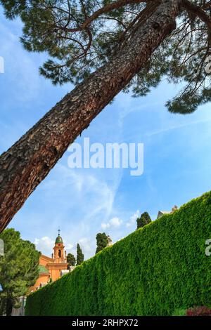 Blick auf die Kapelle „Chapelle de la Sainte-Trinité“ des Burgfriedhofs „Cimetière du Chateau“ in Nizza Stockfoto