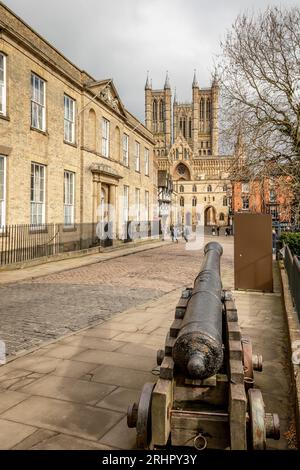 Lincoln Kathedrale von Burgberg, Lincoln, Lincolnshire, England, UK Stockfoto