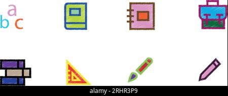 Farbenfrohes Ikonenset für Schule und Bildung. Zurück zu den Schulsymbolen. Bearbeitbare Kontur. Stock Vektor