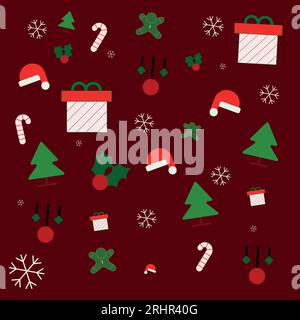 Süßes Weihnachtsmuster. Nahtlose Vektorillustration. Stock Vektor