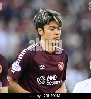 Tynecastle Park. Edinburgh.Scotland.UK, 17. August 23 Hearts gegen Rosenborg UEFA Europa Conference League-Spiel. Yutaro Oda der Herzen. Quelle: eric mccowat/Alamy Live News Stockfoto