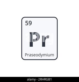 Praseodym-Chemisches Symbol. Grafik für wissenschaftliche Designs. Stock Vektor