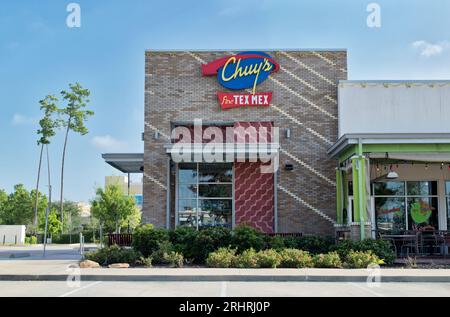 Houston, Texas, USA 07-30-2023: Die edle Fassade von Chuy Tex Mex in Houston, TX. Die mexikanische Restaurantkette wurde 1982 gegründet. Stockfoto