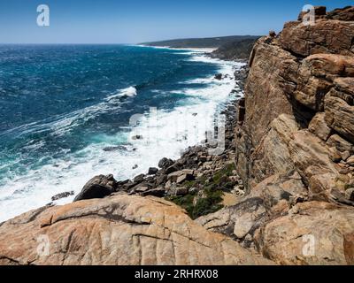 Kletterer auf den Wilyabrup Cliffs, Cape to Cape Track, Leeuwin-Naturaliste National Park, Western Australia Stockfoto