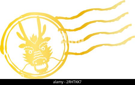 Briefmarkenmaterial, Freimarken und Briefmarken für Year of the Dragon 2024 Neujahrskarten，Vektor-Illustration Stock Vektor