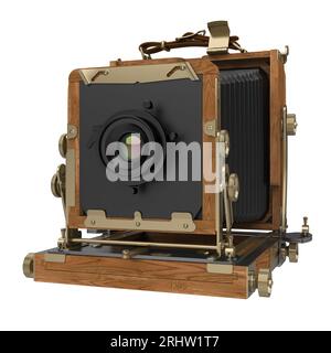 Kamera Aus Holz Retro Isoliert Stockfoto