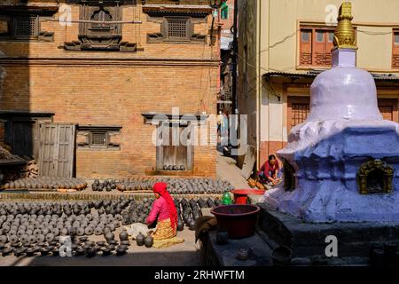 Nepal, Kathmandu-Tal, Bhaktapur-Stadt, Töpferbereich Stockfoto