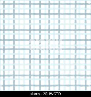 Nahtloses Muster mit blauen und blauen Streifen, handbemalt in Aquarellfarben, auf weißem Hintergrund. Aquarellzeichnung. Geeignet für Textildesign Stockfoto
