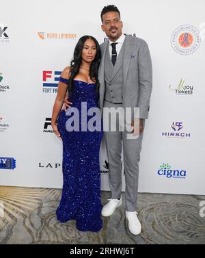 (L-R) Anansa Sims und Matt Barnes treffen am Freitag, 18. August 2023, auf der 23. Harold & Carole Pump Foundation Annual Gala im Beverly Hilton in Beverly Hills, KALIFORNIEN, ein. (Foto: Sthanlee B. Mirador/SIPA USA) Stockfoto