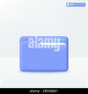 Ordner mit Dateisymbol. Informationen Online-Portfolio für Präsentation, komfortable Suche, gespeicherte Daten, Datei-Management-Konzept. 3D Vektor ist Stock Vektor