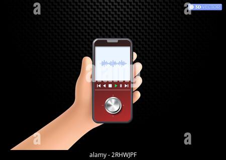 3D-Symbol für die Benutzeroberfläche der Video-Media-Steuerungstaste für Mobiltelefone. Online-Spiele für Geldverdienen, Live-Streaming und vlog-Konzept. 3D-Vektor ist Stock Vektor