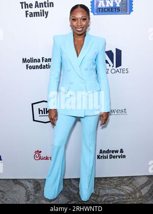 BEVERLY HILLS, LOS ANGELES, KALIFORNIEN, USA - 18. AUGUST: Der amerikanische Leichtathlet Allyson Felix trifft bei der 23. Jährlichen Gala der Harold and Carole Pump Foundation im Beverly Hilton Hotel am 18. August 2023 in Beverly Hills, Los Angeles, Kalifornien, USA ein. (Foto: Xavier Collin/Image Press Agency) Stockfoto