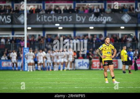 Wakefield, England - 18. August 2023 Liam Horne of Castleford Tigers. Rugby League Betfred Super League, Wakefield Trinity vs Castleford Tigers im Be Well Support Stadium, Wakefield, Großbritannien Stockfoto