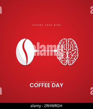 Internationaler Kaffeetag – kreative Kaffeewerbung. 3D-Illustration Stock Vektor