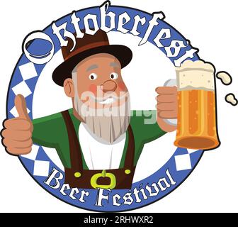 Die Figur hält einen Bierkrug für das Oktoberfest Stock Vektor