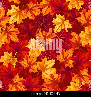 Nahtloses Herbstmuster mit roten, orangen und gelben Ahornblättern. Vektor-Herbstdruck Stock Vektor