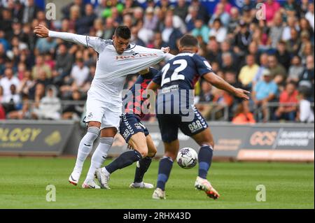 Swansea, Großbritannien. August 2023. Jo’l Piroe #17 von Swansea City während des Sky Bet Championship Matches Swansea City vs Coventry City im Swansea.com Stadium, Swansea, Vereinigtes Königreich, 19. August 2023 (Foto: Mike Jones/News Images) in Swansea, Vereinigtes Königreich am 19. 8. 2023. (Foto: Mike Jones/News Images/SIPA USA) Credit: SIPA USA/Alamy Live News Stockfoto