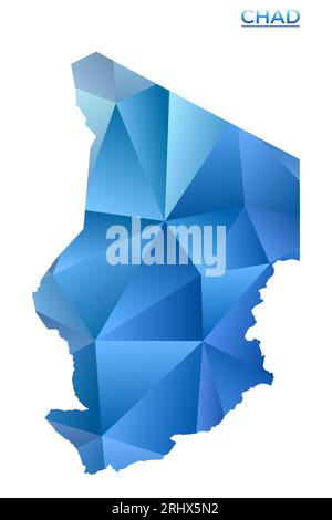 Vektor-polygonale Tschad-Karte. Lebhaftes, geometrisches Country in flachem Poly-Stil. Attraktive Illustration für Ihre Infografiken. Stock Vektor