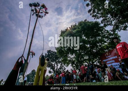 Die Volkspartei feiert den Unabhängigkeitstag Indonesiens Stockfoto