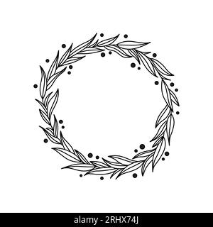 Vektorrahmen mit Blättern im Doodle-Stil Stock Vektor