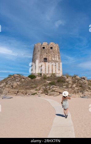 Spanischen Turm, Torre di Bari, Bari Sardo, Ogliastra Provinz, Sardinien, Italien Stockfoto