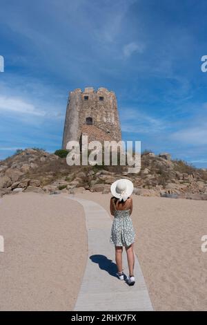 Spanischen Turm, Torre di Bari, Bari Sardo, Ogliastra Provinz, Sardinien, Italien Stockfoto