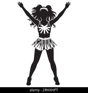 Cheerleader schwarz-weiß sitzend. Vektorillustration Stock Vektor