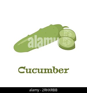 Gurke. Karikaturvektorsymbol isoliert auf weißem Hintergrund. Eine Reihe von Speisen und Getränken sowie Zutaten zum Kochen. Stock Vektor
