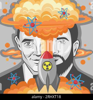 Erfinder von Atombomben mit nuklearer Explosion Stock Vektor