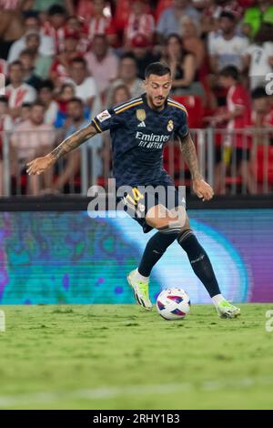 Almeria, Spanien. August 2023. Joselu, 19-08-2023, UD Almeria vs Real Madrid, Liga EA Sport, Campeonato de Primera Diovison, Jornada 2, Estadio Power Horse Stadium. Almeria. Quelle: Pascu Mendez/Alamy Live News Stockfoto