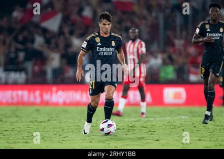Almeria, Spanien. August 2023. Brahim, 19-08-2023, UD Almeria vs Real Madrid, Liga EA Sport, Campeonato de Primera Diovison, Jornada 2, Estadio Power Horse Stadium. Almeria. Quelle: Pascu Mendez/Alamy Live News Stockfoto