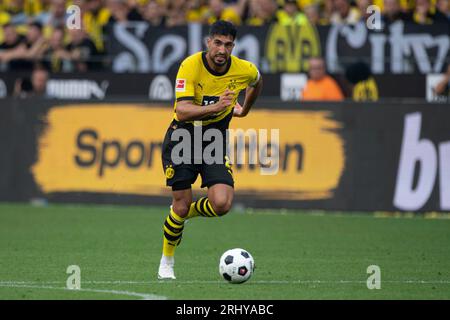 Emre CAN (DO), Action, Single Action, Fußball 1. Bundesliga, 1. Spieltag, Borussia Dortmund (DO) - 1. FC Köln (K) 1:0 am 19. August 2023 in Dortmund/Deutschland. #DFL-Vorschriften verbieten die Verwendung von Fotos als Bildsequenzen und/oder Quasi-Video # Stockfoto