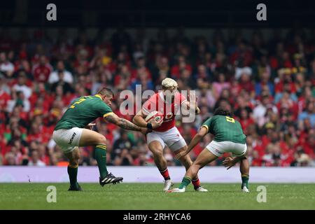 Cardiff, Großbritannien. August 2023. Johnny Williams aus Wales (c) in Aktion. Vodafone Summer Series 2023 Match, Wales gegen Südafrika im Principality Stadium in Cardiff am Samstag, den 19. August 2023. pic by Andrew Orchard/Andrew Orchard Sports Photography/Alamy Live News Credit: Andrew Orchard Sports Photography/Alamy Live News Stockfoto