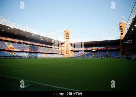 Ansicht des Stadions während der italienischen Serie A, Fußballspiel zwischen Genua CFC und ACF Fiorentina am 19. August 2023 im Luigi Ferraris Stadion, Genov Stockfoto