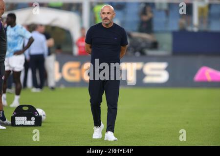 Vincenzo Italiano Manager von ACF Fiorentina während der italienischen Serie A, Fußballspiel zwischen Genua CFC und ACF Fiorentina am 19. August 2023 in Luigi Stockfoto