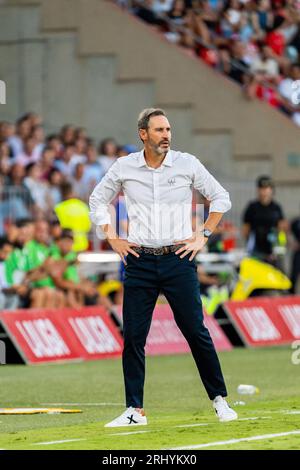 Almeria, Spanien. August 2023. Vicente Moreno beim Spiel der LaLiga EA Sports 2023/2024 zwischen UD Almeria und Real Madrid im Power Horse Stadium. Endstand: UD Almeria 1:3 Real Madrid Credit: SOPA Images Limited/Alamy Live News Stockfoto