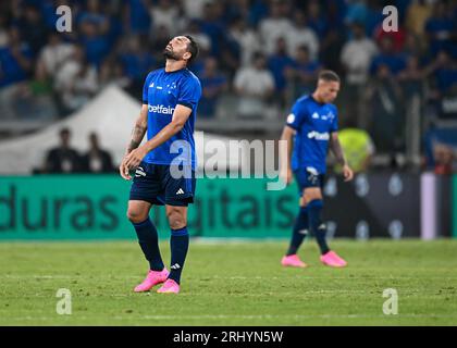 Belo Horizonte, Brasilien. August 2023. Mineirao Stadium Gilberto do Cruzeiro bedauert das Tor, das Gustavo Mosquito von Korinthians während des Spiels zwischen Cruzeiro und Korinthians erzielte, gültig für die 20. Runde der brasilianischen Meisterschaft, im Mineirao Stadium, diesen Samstag, 19. 30761 (Gledston Tavares/SPP) Credit: SPP Sport Press Photo. Alamy Live News Stockfoto