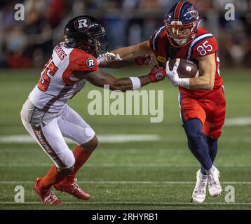 Ottawa, Kanada. August 2023. Tyler Snead (85) von den Montreal Alouettes spielt in der Regular Season Canadian Football League (CFL) zwischen den Montreal Alouettes in den Ottawa Redblacks. Die Montreal Alouettes gewannen das Spiel mit 25:24. 2023 Copyright Sean Burges / Mundo Sport Images / Alamy Live News Stockfoto