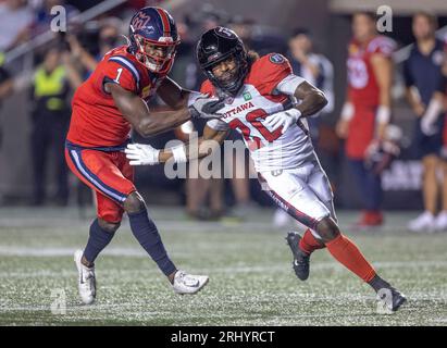 Ottawa, Kanada. August 2023. Alonzo Addae (20) der Ottawa Redblacks spielt in der regulären Saison der Canadian Football League (CFL) zwischen den Montreal Alouettes bei den Ottawa Redblacks. Die Montreal Alouettes gewannen das Spiel mit 25:24. 2023 Copyright Sean Burges / Mundo Sport Images / Alamy Live News Stockfoto