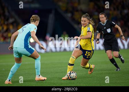 Brisbane, Australien. August 2023. Johanna Kaneryd kontrolliert den Ball während der FIFA Frauen-Weltmeisterschaft Australien und Neuseeland 2023. Platz zwischen Schweden und Australien im Brisbane Stadium am 19. August 2023 in Brisbane, Australien Credit: IOIO IMAGES/Alamy Live News Stockfoto