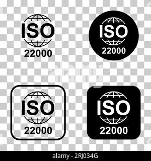ISO 22000-Symbol. Lebensmittelmanagementsysteme. Symbol für Standardqualität. Vektor-Button-Zeichen auf weißem Hintergrund isoliert. Stock Vektor