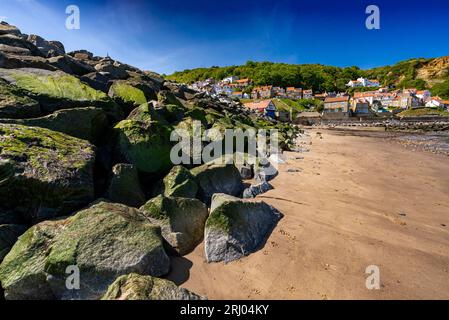 Runswick Bay Seaside Town Nordostengland Stockfoto