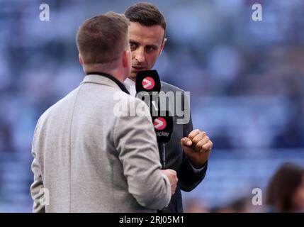 London, Großbritannien. August 2023. Ex-Fußballspieler Dimitar Berbatov präsentiert für den fernsehsender während des Spiels der Premier League im Tottenham Hotspur Stadium in London. Das Bild sollte lauten: Paul Terry/Sportimage Credit: Sportimage Ltd/Alamy Live News Stockfoto