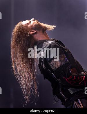 Horten, Norwegen, 19. August 2023. Kampfar beim Midgardsblot 2023 Metal Festival im Midgard Viking Center in Horten, Norwegen Credit: Frode Arnesen/Alamy Live News Stockfoto