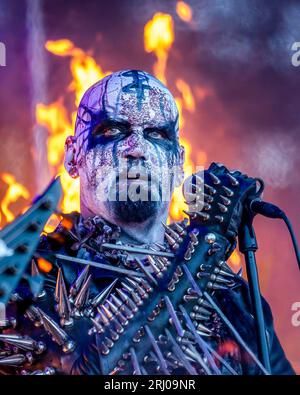 Horten, Norwegen, 19. August 2023. Nordjevel beim Midgardsblot 2023 Metal Festival im Midgard Viking Center in Horten, Norwegen Credit: Frode Arnesen/Alamy Live News Stockfoto