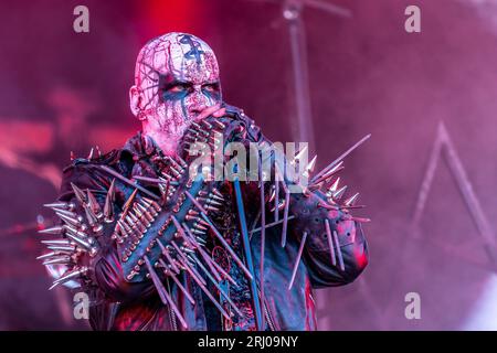 Horten, Norwegen, 19. August 2023. Nordjevel beim Midgardsblot 2023 Metal Festival im Midgard Viking Center in Horten, Norwegen Credit: Frode Arnesen/Alamy Live News Stockfoto