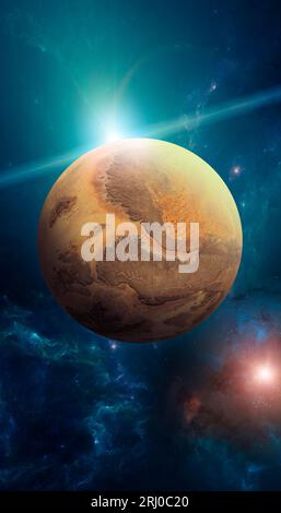 Planeten und Exoplaneten von unerforschten Galaxien. Sci-Fi. Neue Welten zu entdecken. Besiedlung und Erforschung von Nebel und Galaxien. Stockfoto