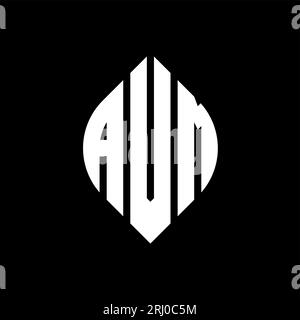 AVM-Logo mit kreisförmigem Buchstaben und Ellipsenform. AVM-Ellipsenbuchstaben im typografischen Stil. Die drei Initialen bilden ein kreisförmiges Logo. AVM CI Stock Vektor