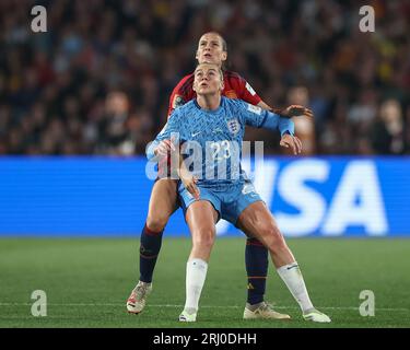 Alessia Russo #23 aus England beobachtet den Ball, während sie sich auf die Führung des Balls beim Finale der FIFA Frauen-Weltmeisterschaft 2023 Spanien Frauen gegen England Frauen im Stadion Australien, Sydney, Australien, 20. August 2023 vorbereitet (Foto: Patrick Hoelscher/News Images) Stockfoto